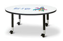 Berries Round Dry Erase Table - 48" Diameter, Mobile - Write-n-Wipe/Black/Black