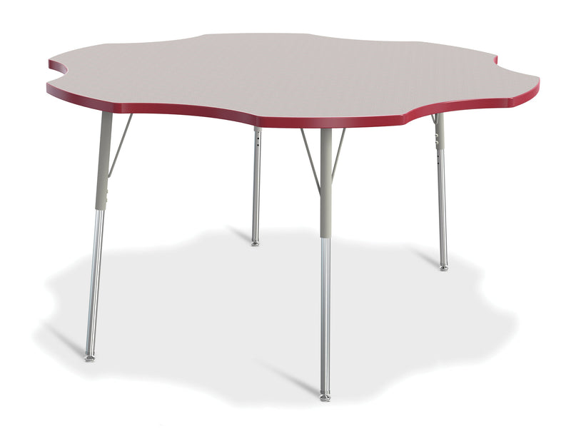 Berries Six Leaf Activity Table - 60", A-height - Gray/Red/Gray