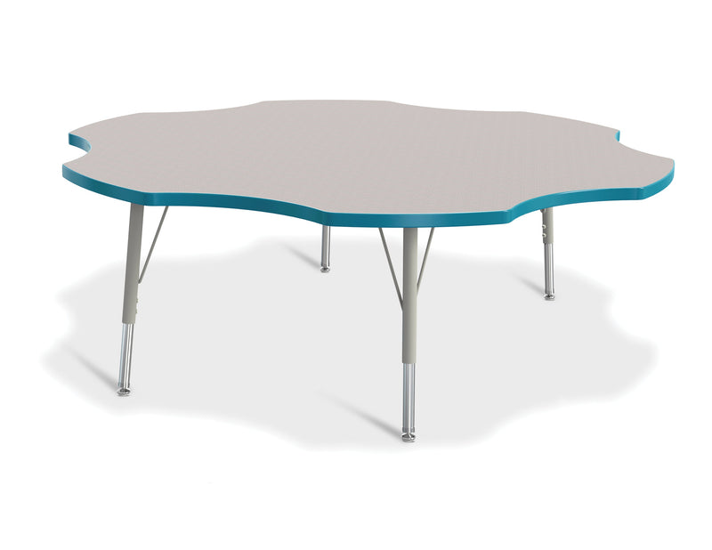 Berries Six Leaf Activity Table - 60", E-height - Gray/Teal/Gray
