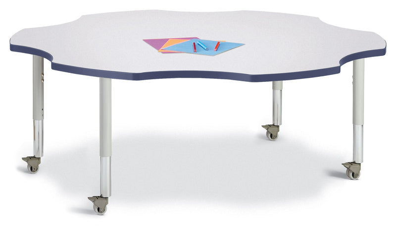 Berries Six Leaf Activity Table - 60", Mobile - Gray/Navy/Gray