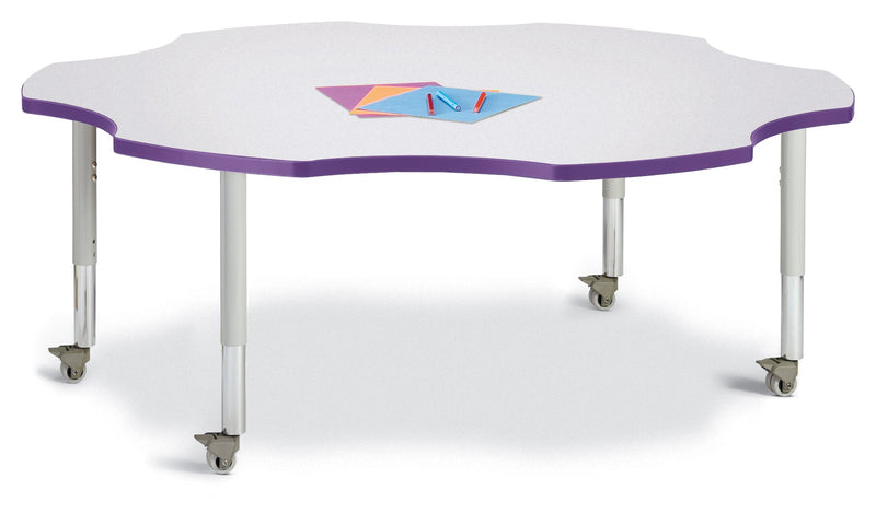 Berries Six Leaf Activity Table - 60", Mobile - Gray/Purple/Gray