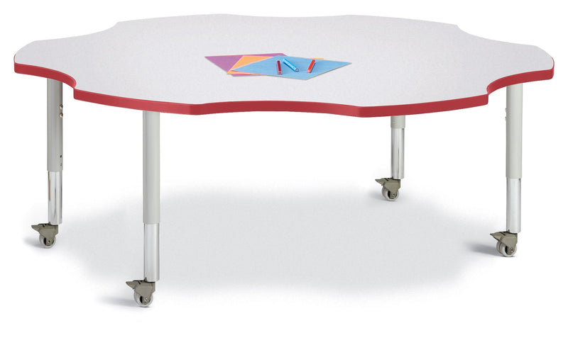 Berries Six Leaf Activity Table - 60", Mobile - Gray/Red/Gray