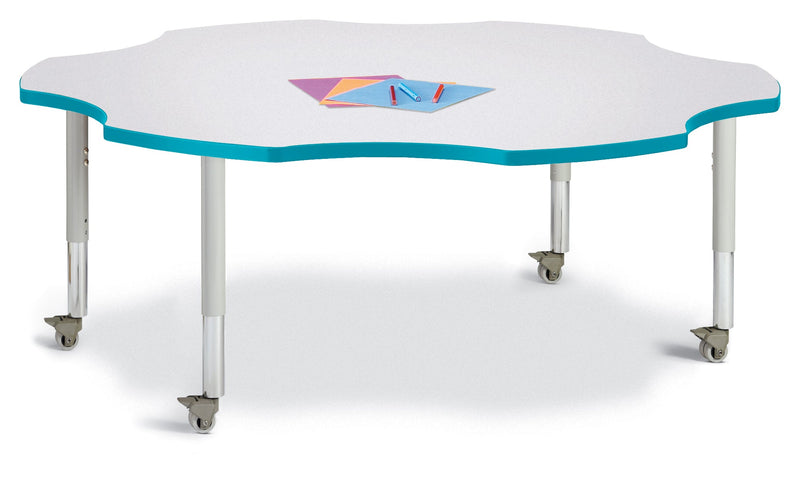 Berries Six Leaf Activity Table - 60", Mobile - Gray/Teal/Gray