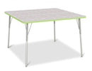 Berries Square Activity Table - 48" X 48", A-height - Driftwood Gray/Key Lime/Gray