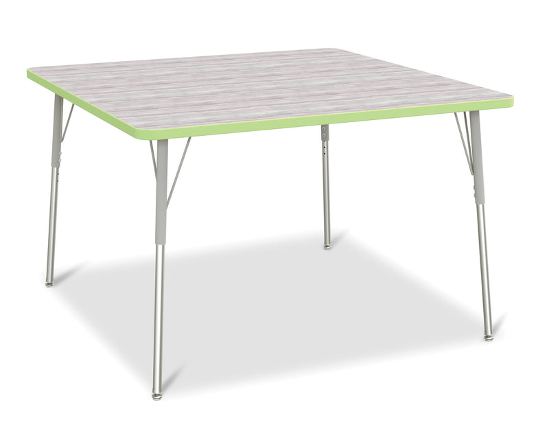 Berries Square Activity Table - 48" X 48", A-height - Driftwood Gray/Key Lime/Gray