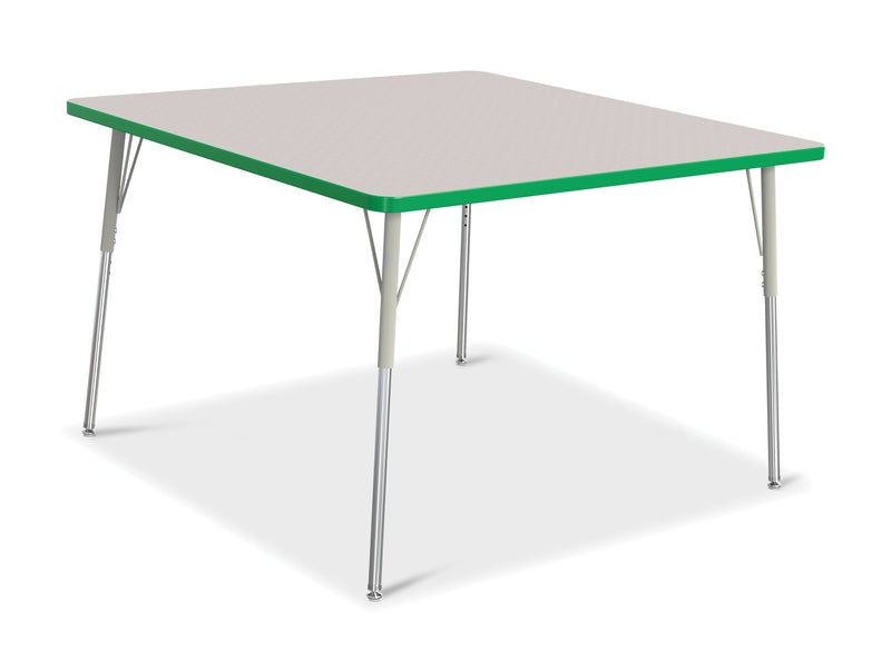 Berries Square Activity Table - 48" X 48", A-height - Gray/Green/Gray
