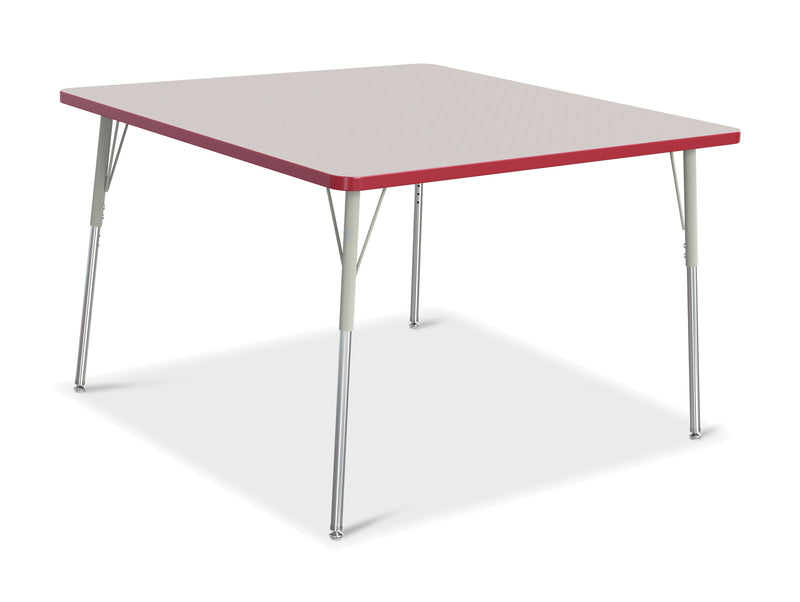 Berries Square Activity Table - 48" X 48", A-height - Gray/Red/Gray