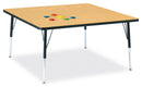 Berries Square Activity Table - 48" X 48", A-height - Oak/Black/Black