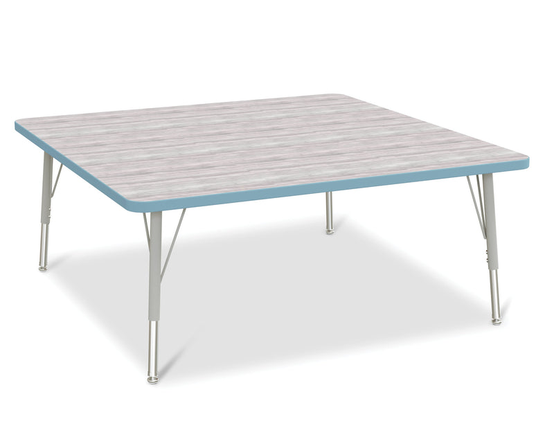 Berries Square Activity Table - 48" X 48", E-height - Driftwood Gray/Coastal Blue/Gray