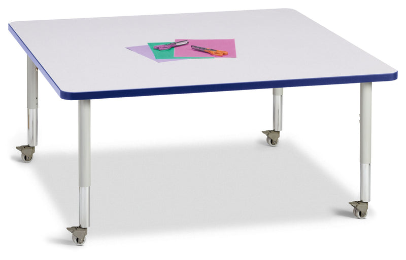 Berries Square Activity Table - 48" X 48", Mobile - Gray/Blue/Gray