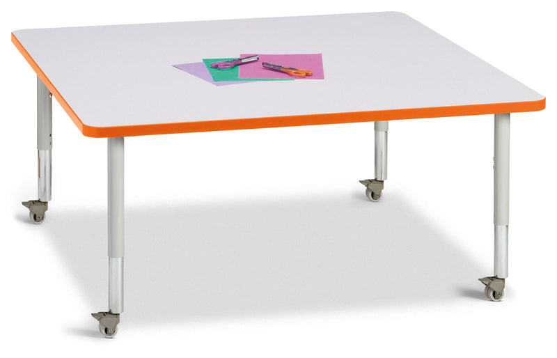 Berries Square Activity Table - 48" X 48", Mobile - Gray/Orange/Gray