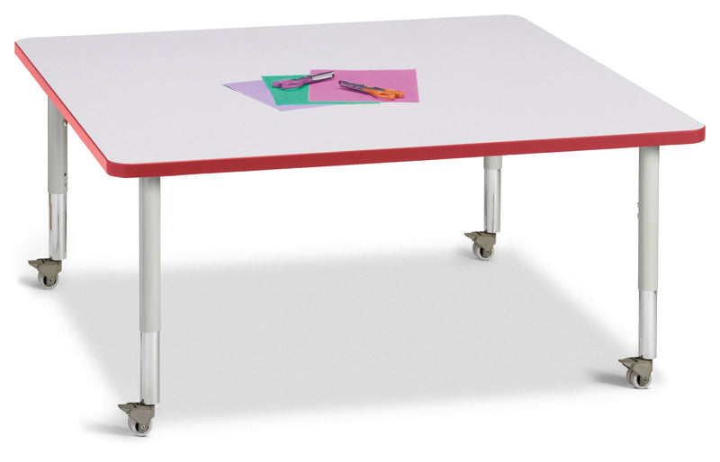 Berries Square Activity Table - 48" X 48", Mobile - Gray/Red/Gray