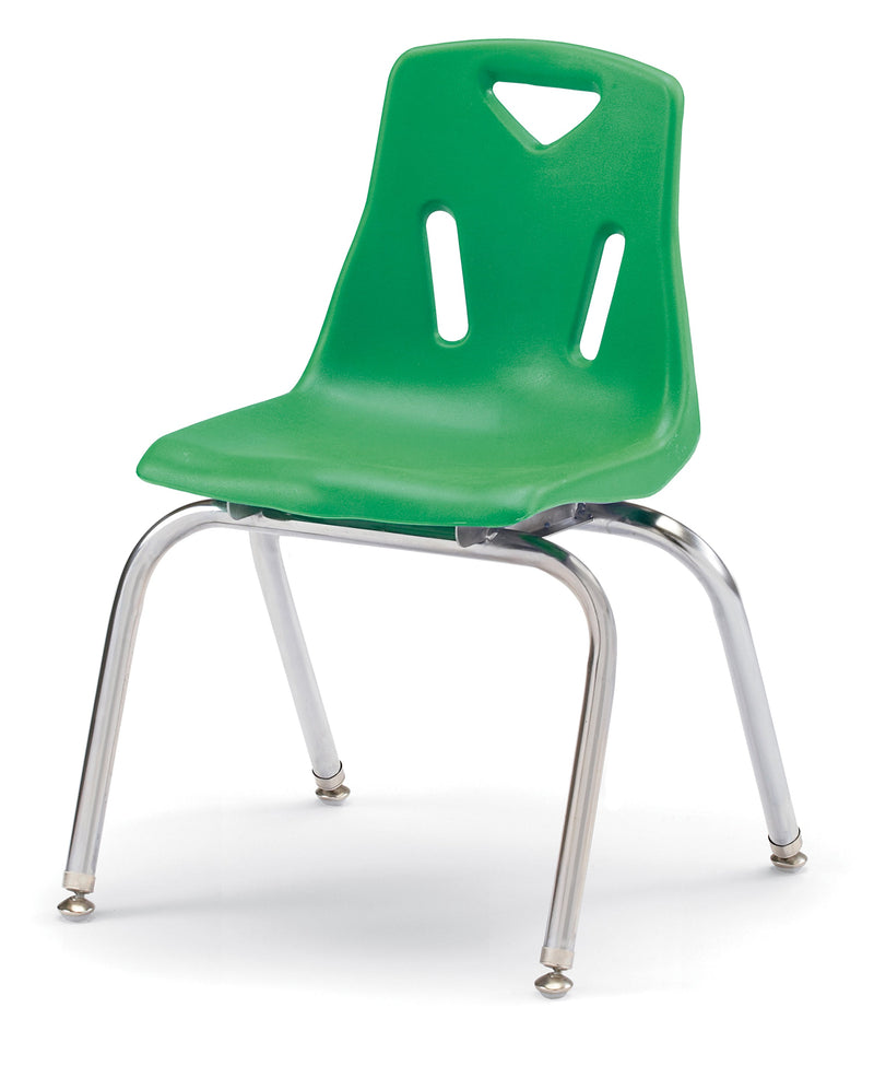 Berries Stacking Chair with Chrome-Plated Legs - 16" Ht - Green