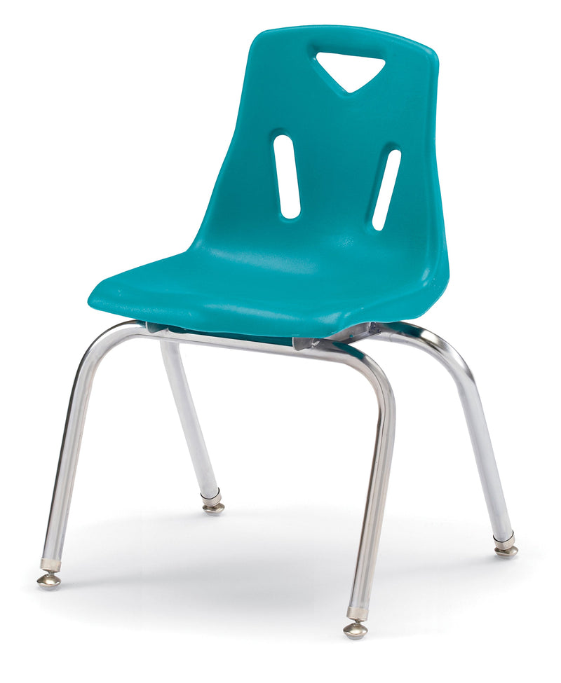 Berries Stacking Chair with Chrome-Plated Legs - 16" Ht - Teal