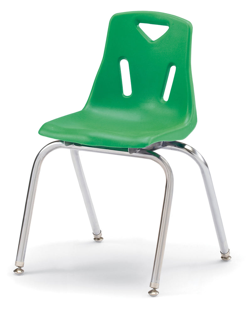 Berries Stacking Chair with Chrome-Plated Legs - 18" Ht - Green