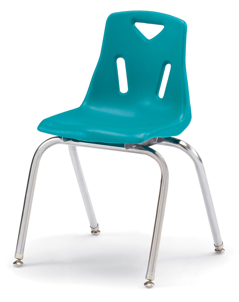 Berries Stacking Chair with Chrome-Plated Legs - 18" Ht - Teal