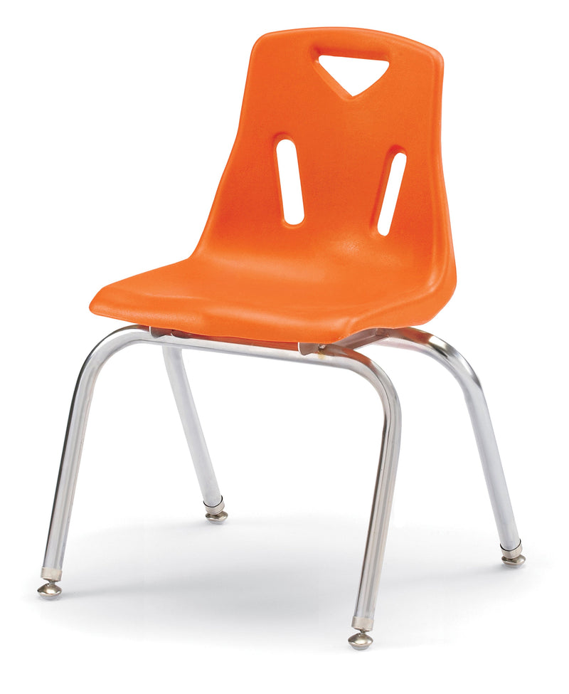 Berries Stacking Chairs with Chrome-Plated Legs - 16" Ht - Set of 6 - Orange