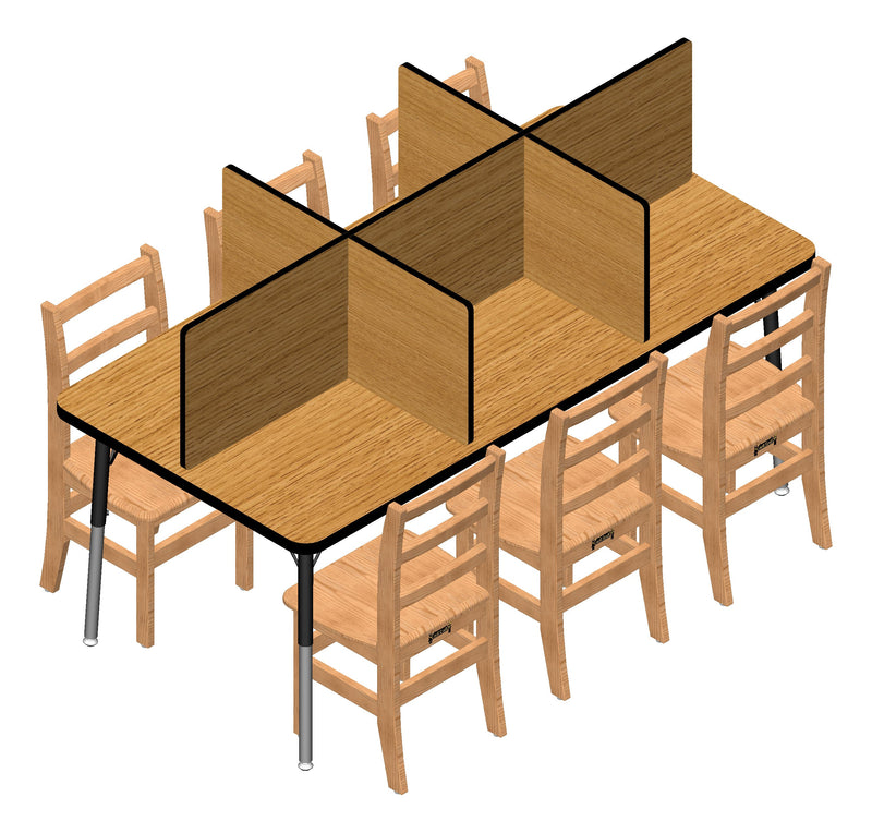 Berries Study Carrel - 6 Carrels - Large - Oak/Black