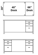 Berries Teachers' 66" Desk with 2 Pedestals - Gray/Black