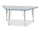 Berries Trapezoid Activity Table - 24" X 48", E-height - Driftwood Gray/Coastal Blue/Gray