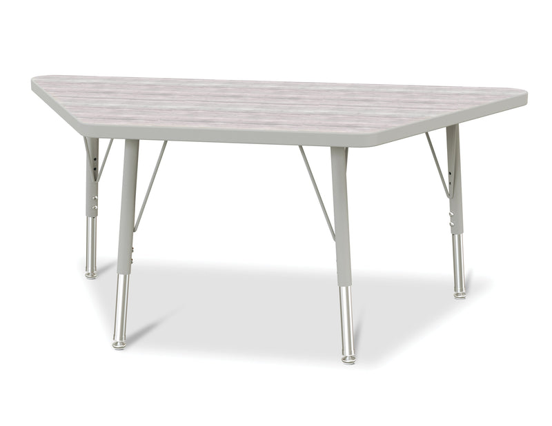 Berries Trapezoid Activity Table - 24" X 48", E-height - Driftwood Gray/Gray/Gray