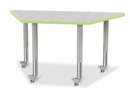 Berries Trapezoid Activity Table - 24" X 48", Mobile - Driftwood Gray/Key Lime/Gray