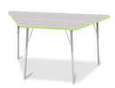 Berries Trapezoid Activity Table - 30" X 60", A-height - Driftwood Gray/Key Lime/Gray