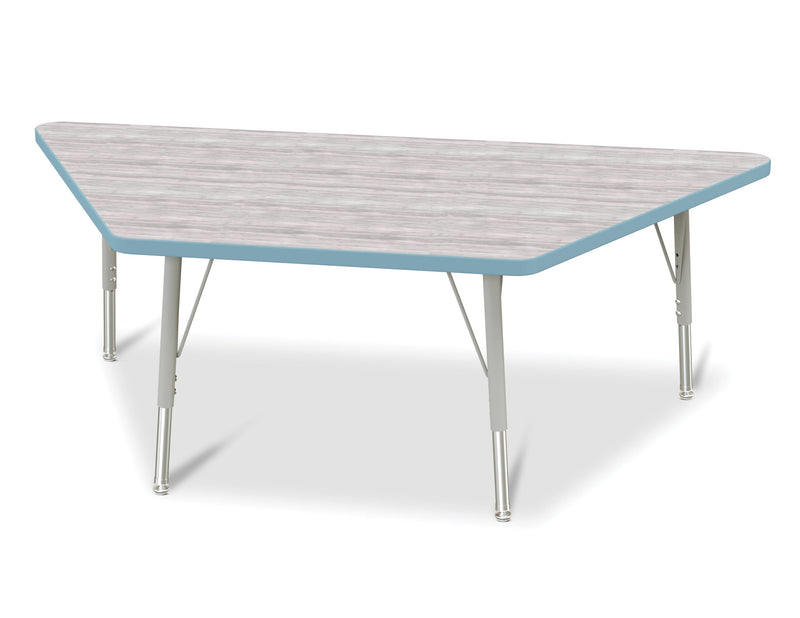 Berries Trapezoid Activity Table - 30" X 60", E-height - Driftwood Gray/Coastal Blue/Gray