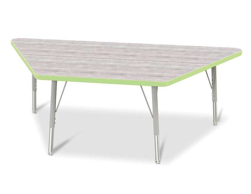 Berries Trapezoid Activity Table - 30" X 60", E-height - Driftwood Gray/Key Lime/Gray