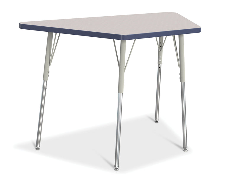 Berries Trapezoid Activity Tables - 24" X 48", A-height - Gray/Navy/Gray