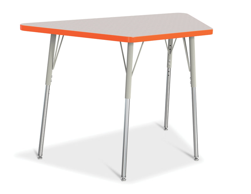 Berries Trapezoid Activity Tables - 24" X 48", A-height - Gray/Orange/Gray