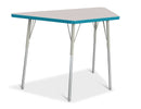Berries Trapezoid Activity Tables - 24" X 48", A-height - Gray/Teal/Gray