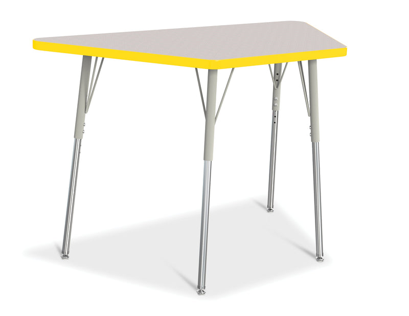 Berries Trapezoid Activity Tables - 24" X 48", A-height - Gray/Yellow/Gray