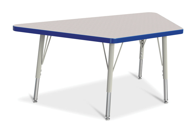 Berries Trapezoid Activity Tables - 24" X 48", E-height - Gray/Blue/Gray