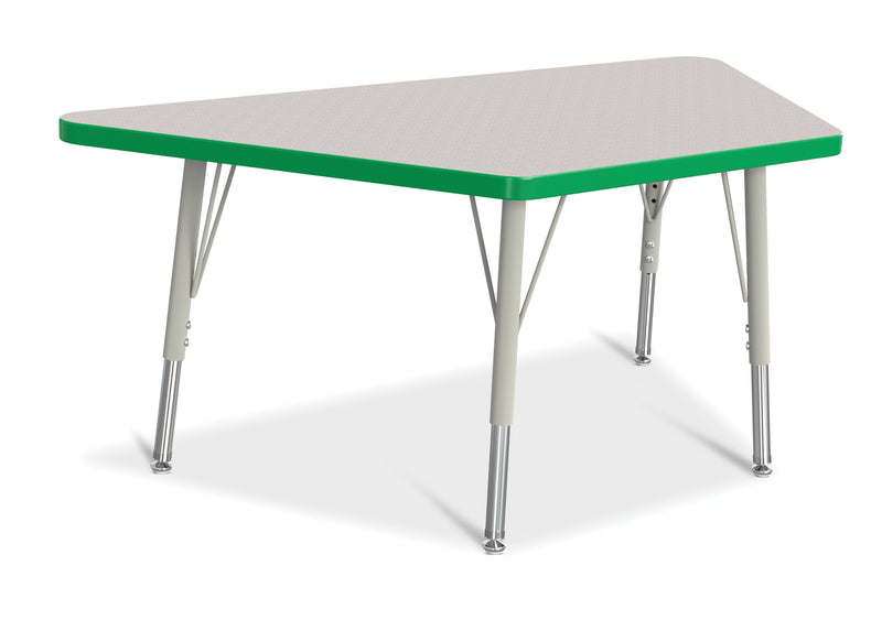 Berries Trapezoid Activity Tables - 24" X 48", E-height - Gray/Green/Gray