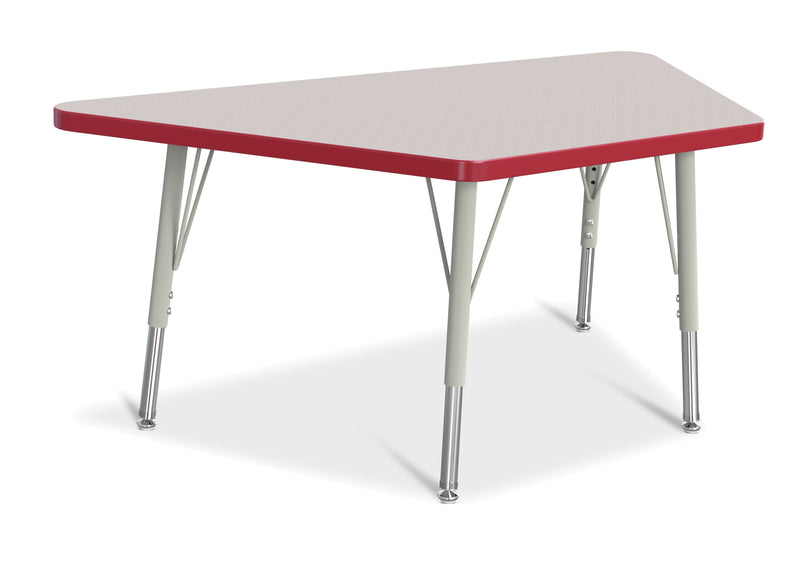 Berries Trapezoid Activity Tables - 24" X 48", E-height - Gray/Red/Gray
