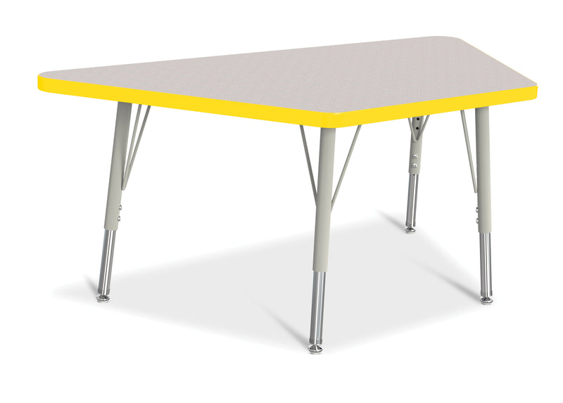 Berries Trapezoid Activity Tables - 24" X 48", E-height - Gray/Yellow/Gray