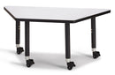 Berries Trapezoid Activity Tables - 24" X 48", Mobile - Gray/Black/Black