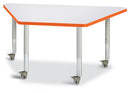 Berries Trapezoid Activity Tables - 24" X 48", Mobile - Gray/Orange/Gray