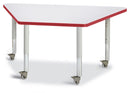 Berries Trapezoid Activity Tables - 24" X 48", Mobile - Gray/Red/Gray