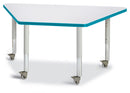 Berries Trapezoid Activity Tables - 24" X 48", Mobile - Gray/Teal/Gray