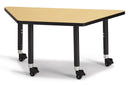 Berries Trapezoid Activity Tables - 24" X 48", Mobile - Maple/Black/Black