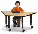 Berries Trapezoid Activity Tables - 24" X 48", Mobile - Maple/Black/Black