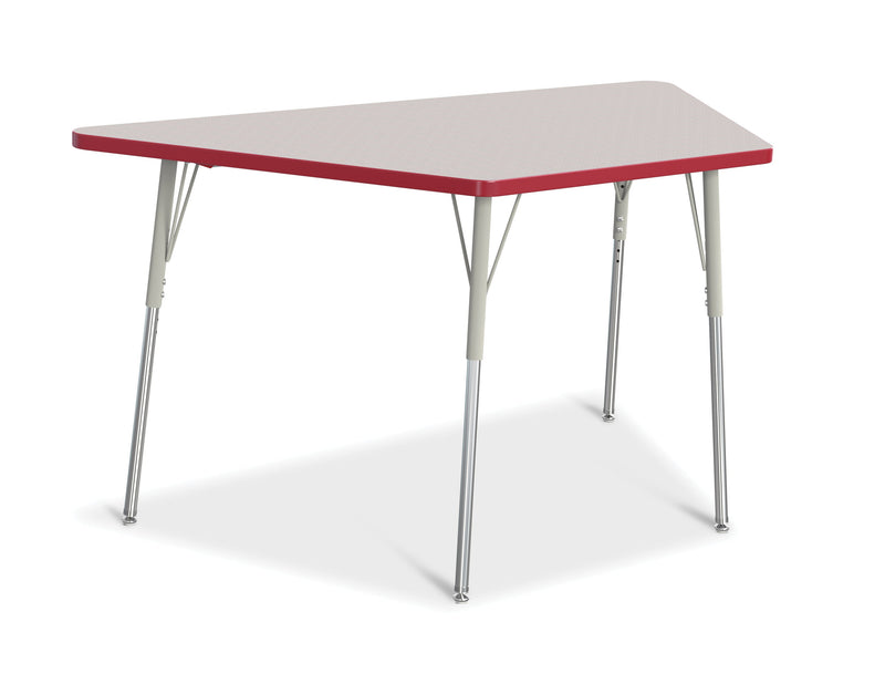 Berries Trapezoid Activity Tables - 30" X 60", A-height - Gray/Red/Gray