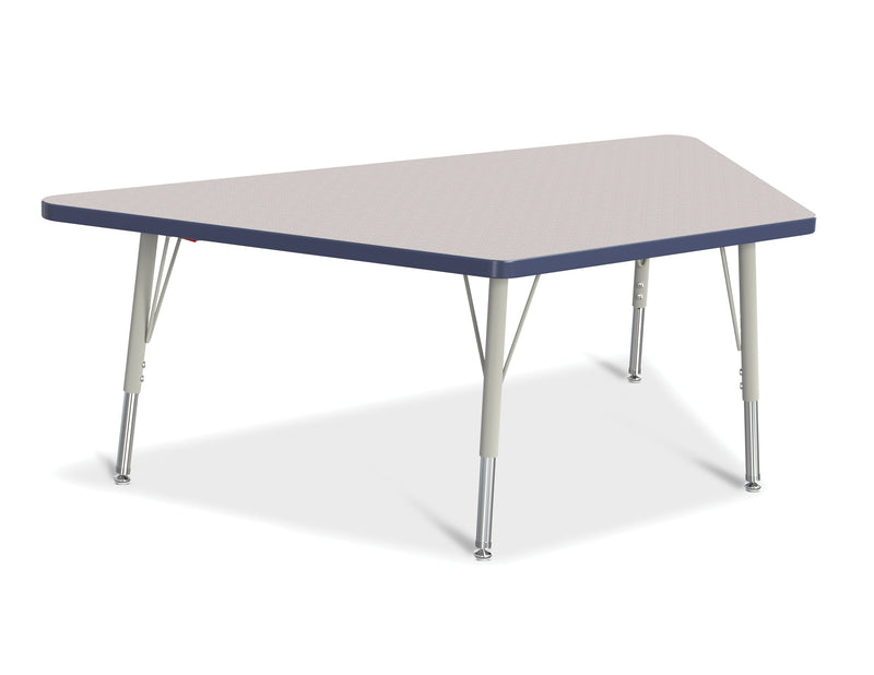 Berries Trapezoid Activity Tables - 30" X 60", E-height - Gray/Navy/Gray