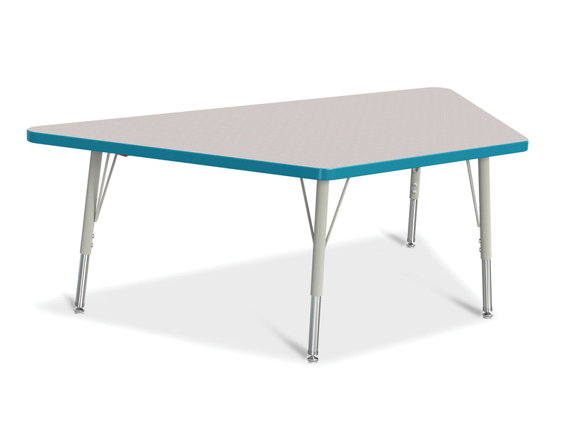 Berries Trapezoid Activity Tables - 30" X 60", E-height - Gray/Teal/Gray