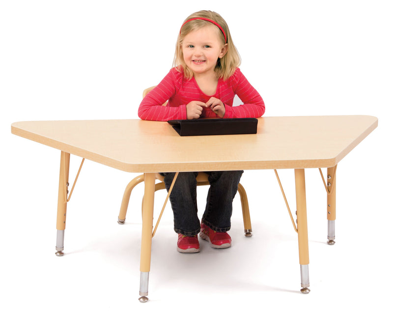 Berries Trapezoid Activity Tables - 30" X 60", E-height - Maple/Maple/Camel