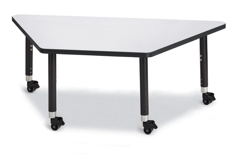 Berries Trapezoid Activity Tables - 30" X 60", Mobile - Gray/Black/Black