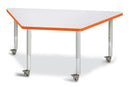 Berries Trapezoid Activity Tables - 30" X 60", Mobile - Gray/Orange/Gray