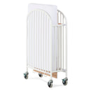 Foundations Pinnacle Compact Folding Steel Crib with Oversized Casters and Foam Mattress